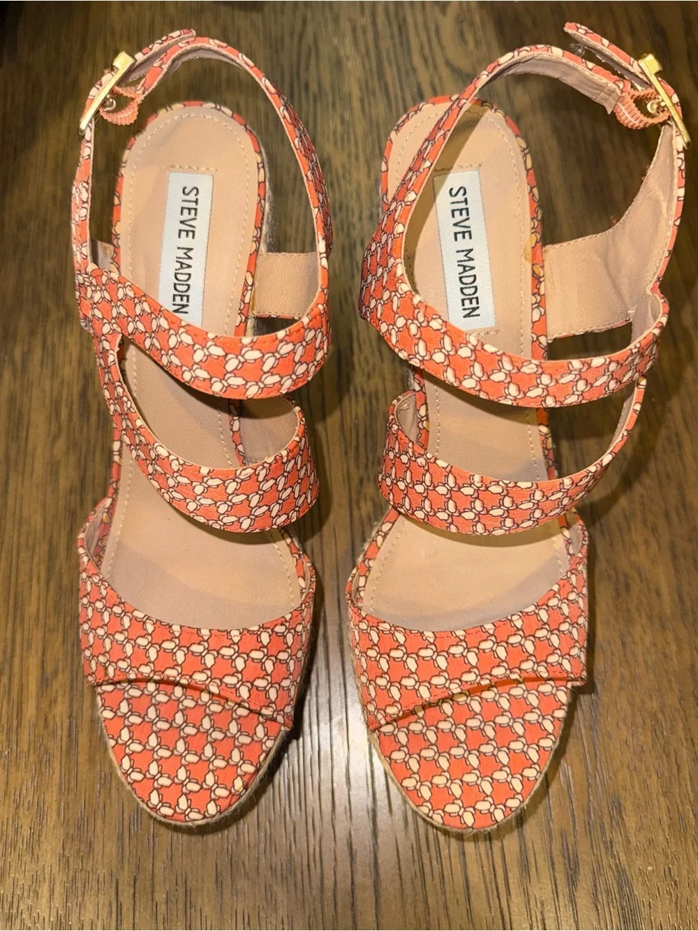 Steve Madden Coral Floral Pattern Strappy Wedge Sandals